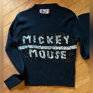 Disney Black Mickey Mouse Sequin Turtleneck Sweater Rare Find